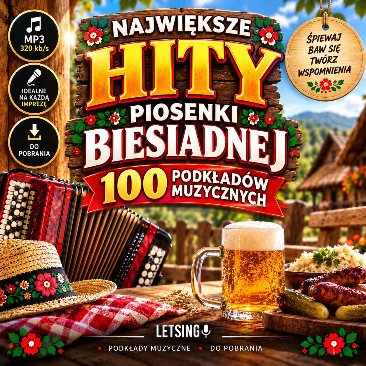 Piosenki Biesiadne – 100 Podkładów Muzycznych Karaoke MP3 320 kb/s
